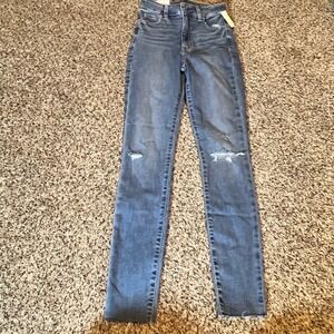 GAP Universal Jeggings Sky High Waist Distressed Blue Jeans Womens Size 24